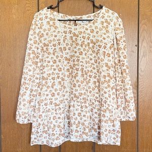 Ophelia Roe Cheetah Peplum Ruffle Knit Top